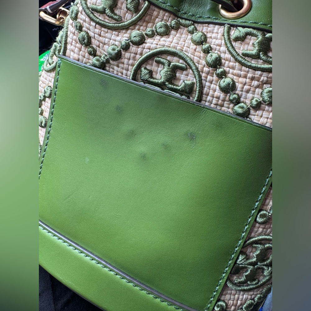 Tory Burch Green and Tan Embroidered Shoulder Bag - Picture 8 of 9